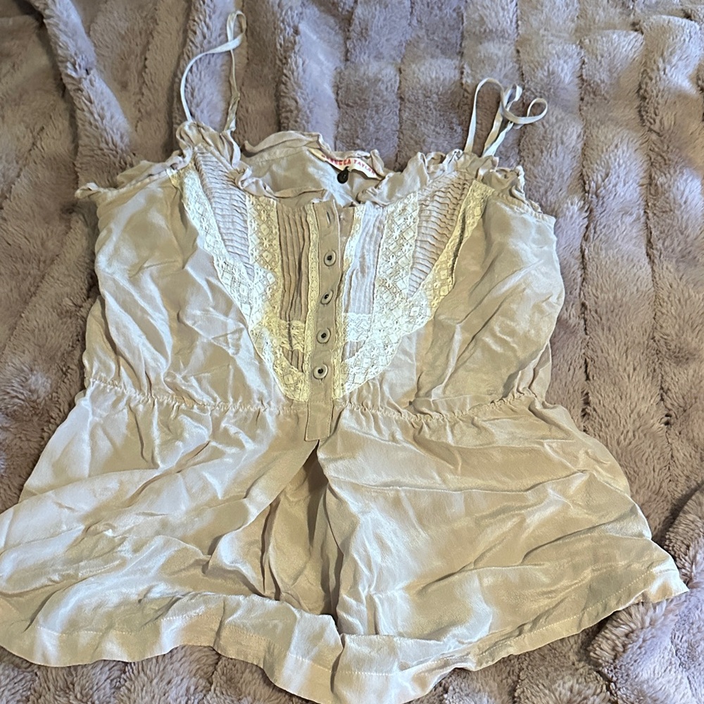 Rebecca Taylor Cream Button-Front Camisole